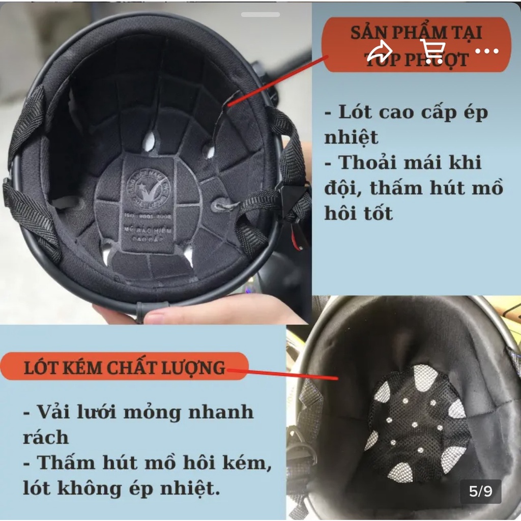 Nón Bảo Hiểm 1/2 Nửa Đầu Có Kính Phi Công Cứng Cáp Gọn Nhẹ Có Nhiều Màu Lựa Chọn Chính Hãng Việt Nam Độc Lạ