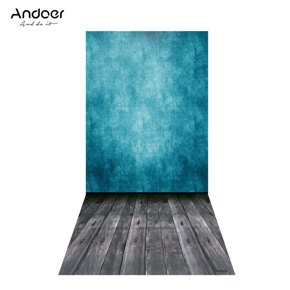 Andoer 1.5 * 3m/4.9 * 9.8ft Video Studio Photo Backdrop Background Digital Printed Blue Classic Wall Wooden Floor Pattern for Teenager Adult Kid Children Portrait Photography