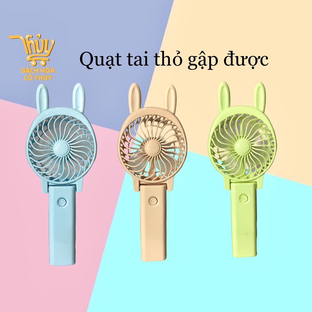 [HÀNG ĐẸP TỰ CHỤP] QUẠT MINI CẦM TAY SẠC TÍCH ĐIỆN TAI THỎ GẬP ĐƯỢC CỰC DỄ THƯƠNG