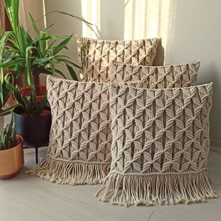 Gối vuông sofa macrame size 45x45cm