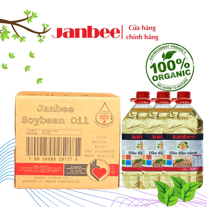 Thùng Dầu Đậu Nành Janbee 5L - 4 Chai