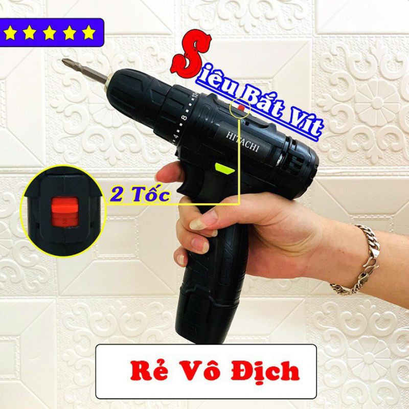 Máy khoan dùng pin cầm tay Hitachi 12V có trang bị đèn và 2 cấp tốc độ giúp bắn vít một cách chuyên nghiệp