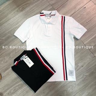 Áo cộc Polo Tho-me kẻ dọc phối cổ , áo phông nam - Bơ Boutique