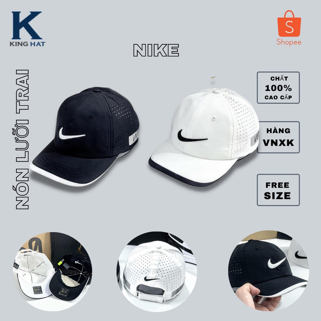 NÓN LƯỠI TRAI LOGO NIKE VAPOR CHẤT DÙ SIÊU NHẸ LỖ LAZER 2 MÀU ĐEN TRẮNG