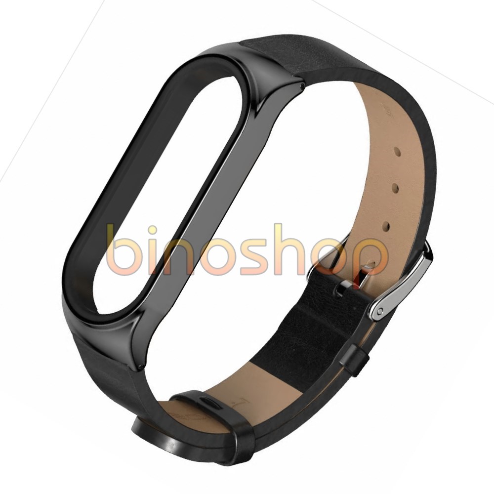 Dây đeo miband 5 da PU viền cong CS· chính hãng MIJOBS, dây đeo thay thế mi band 5 da PU viền vân TF MIJOBS