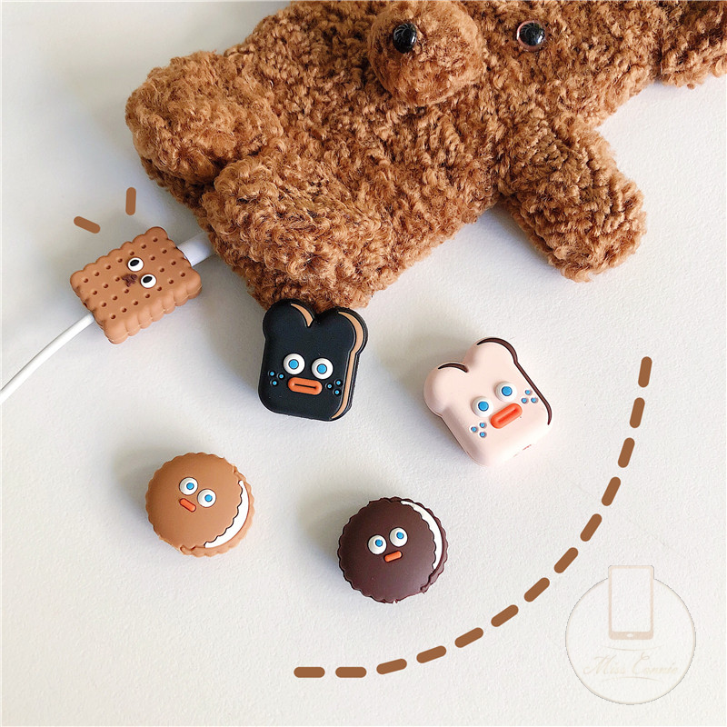 Đầu hoạt hình bọc bảo vệ dây cáp sạc dữ liệu tai nghe