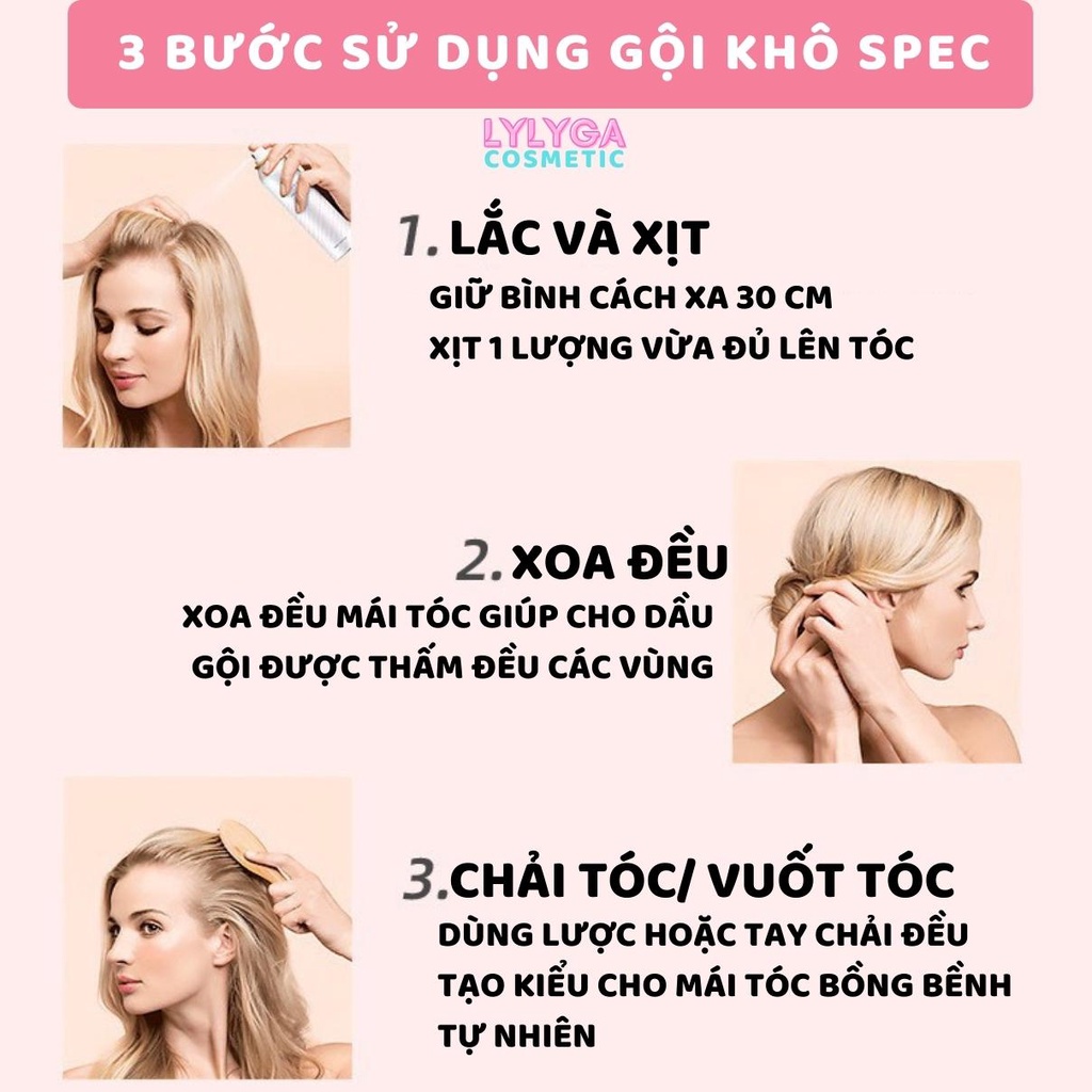 Dầu gội khô SPES 150ml dạng xịt an toàn không cần nước dùng cho nam, nữ không bết tóc GX35