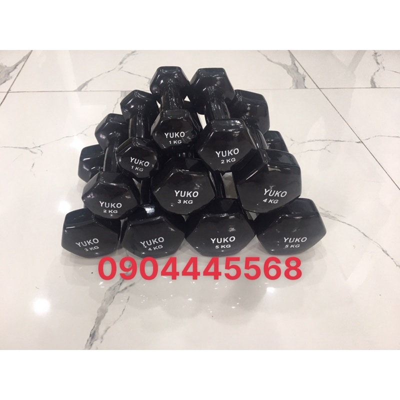 Tạ tay 1kg, 2kg cho nữ, tạ đơn lõi gang bọc cao su cao cấp cho nữ tập gym yoga