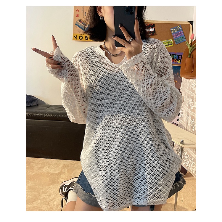 Áo khoác chống nắng ZHELIHANGFEI dài tay dáng rộng thiết kế giản dị thời trang