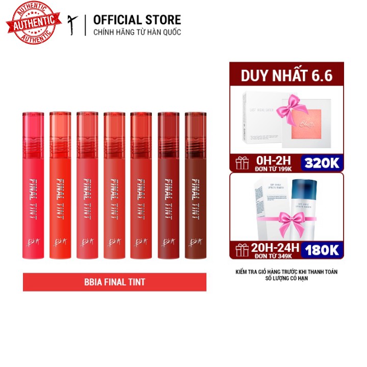 [Mã giảm giá] Son kem lì BBia Final Tint 4.3g (7 màu) - BBia Offical Store