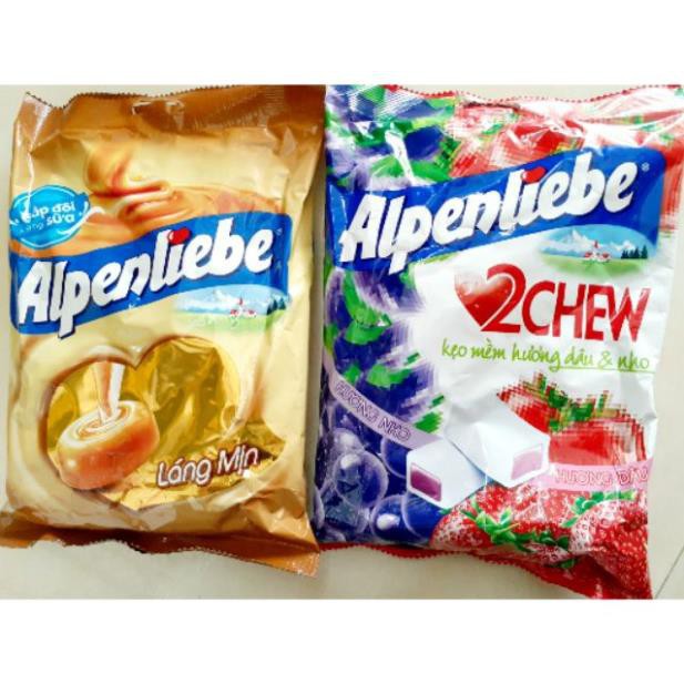 Kẹo Alpenliebe mềm trái cây cứng caramel hồng trà bười mật ong gói lớn 330g