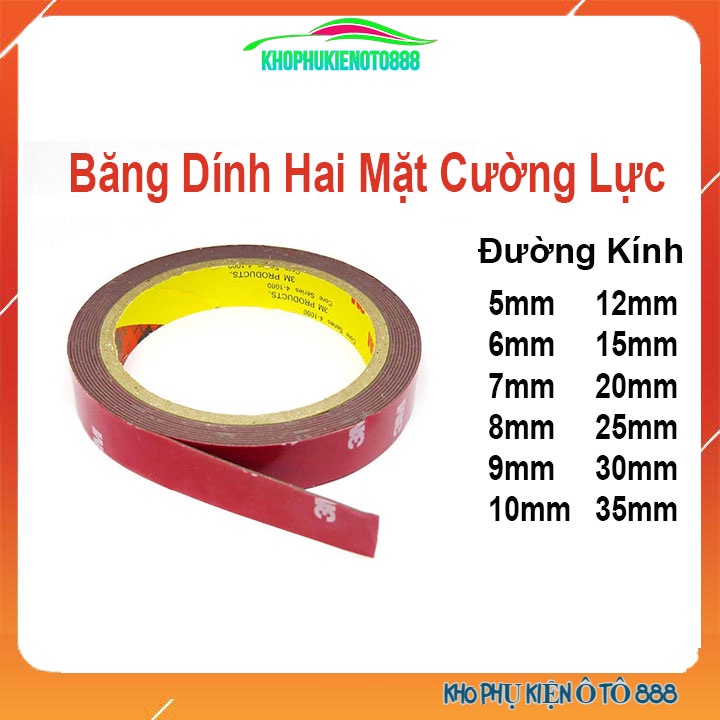 Băng dính 2 mặt màu nâu chịu lực nhiêt độ cao dài 3 mét dày 1mm rộng 5mm-35mm