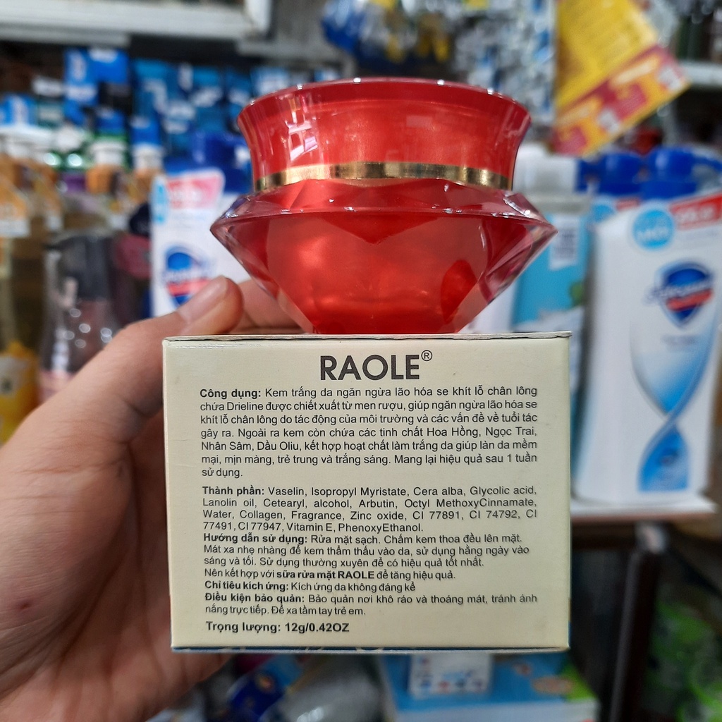 Kem trắng da Raole ngừa lão hóa, sẽ khít lỗ chân lông 12g