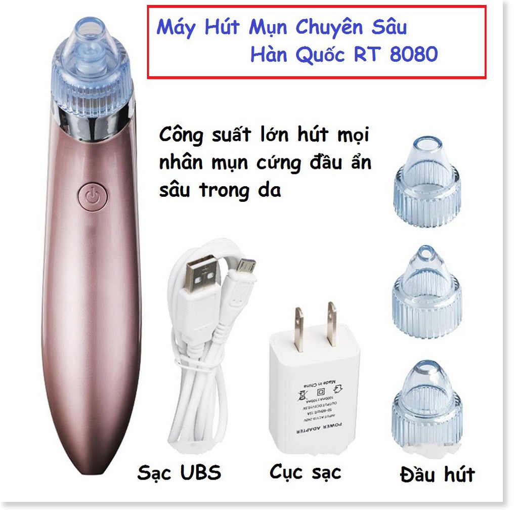 Máy hút mụn cao cấp,hút mụn cám, đầu đen, làm sạch sâu, 4 đầu, loại xịn, hút cực mạnh, siêu sạch bảo hành uy tín