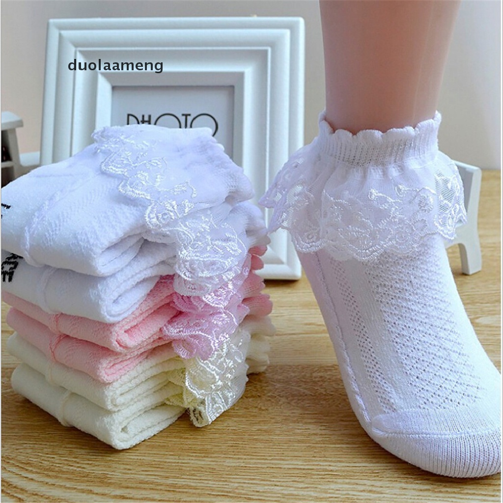 Tất Cotton Phối Ren Hoa Phong Cách Công Chúa Cho Bé Gái