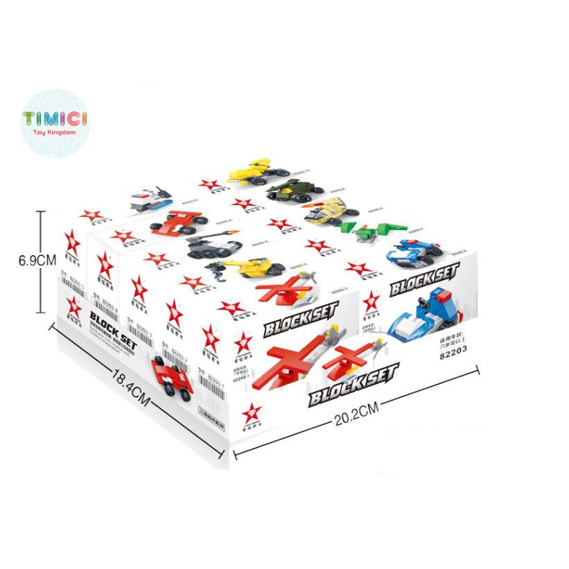 [LG047]Đồ chơi lego shopee xếp hình ô tô, trực thăng, xe quân sự, xe đua mini cho bé giá rẻ