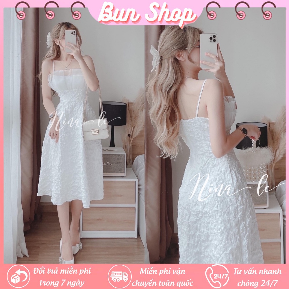 Váy gấm 💖 Đầm cúp ngực 2 dây ngọc chất đũi xốp có mút ngực, họa tiết nổi, von bèo ngực sang chảnh để dự tiệc