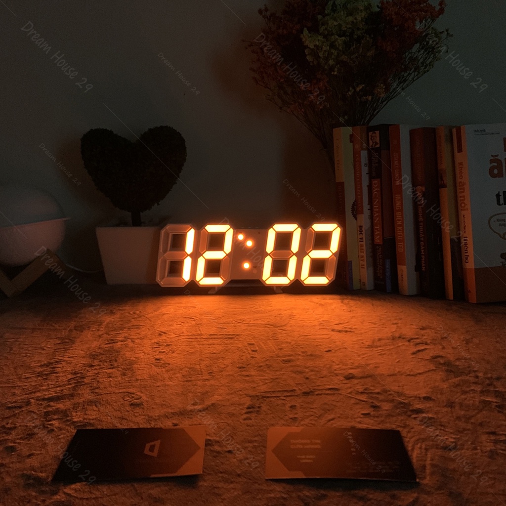 Đồng hồ led để bàn hiển thị ngày giờ cảm biến âm thanh, đồng hồ báo thức độ sáng tự động kích thước 25cm x 10cm