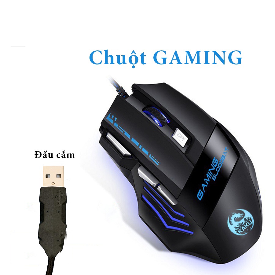 Chuột máy tính, Chuột Gaming có dây Floveme - KSC-568 Chơi game máy tính và điện thoại 7 nút, LED RGB Full màu