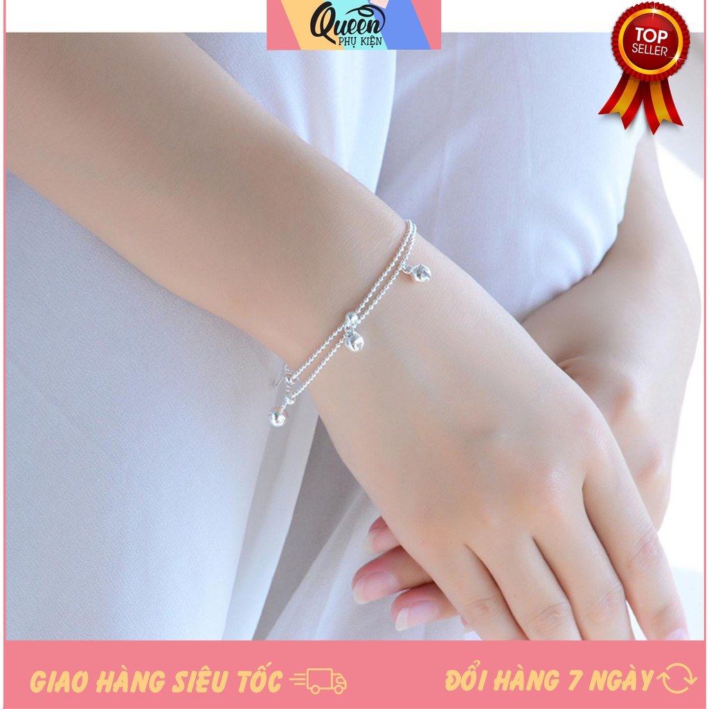 [Mã FAST10KT4 giảm 10K đơn bất kỳ] [CỰC DỄ THƯƠNG] VÒNG TAY DÂY XÍCH MÀU BẠC THÁI LỤC LẠC 2 TẦNG CHUẨN XI SÁNG LONG LANH