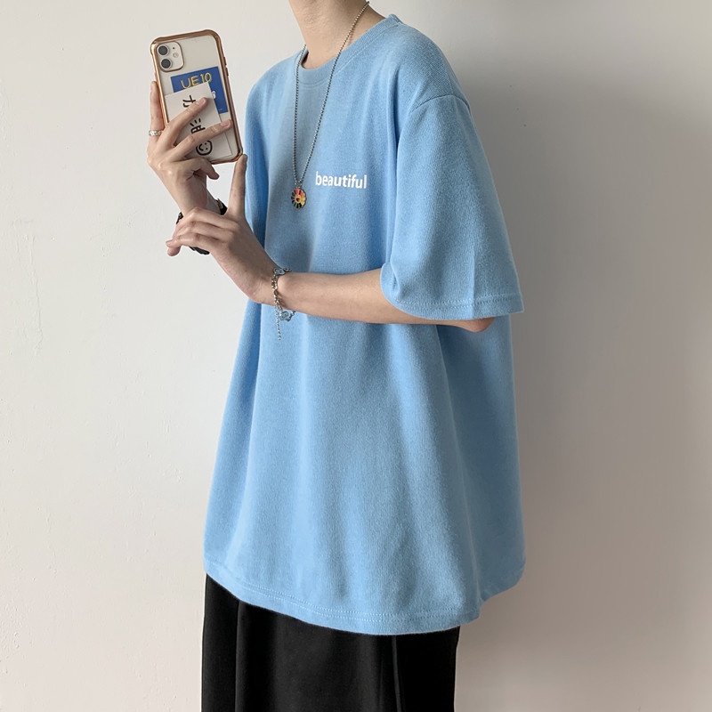 Áo Thun Nam Tay Ngắn Màu Sắc Đơn Giản