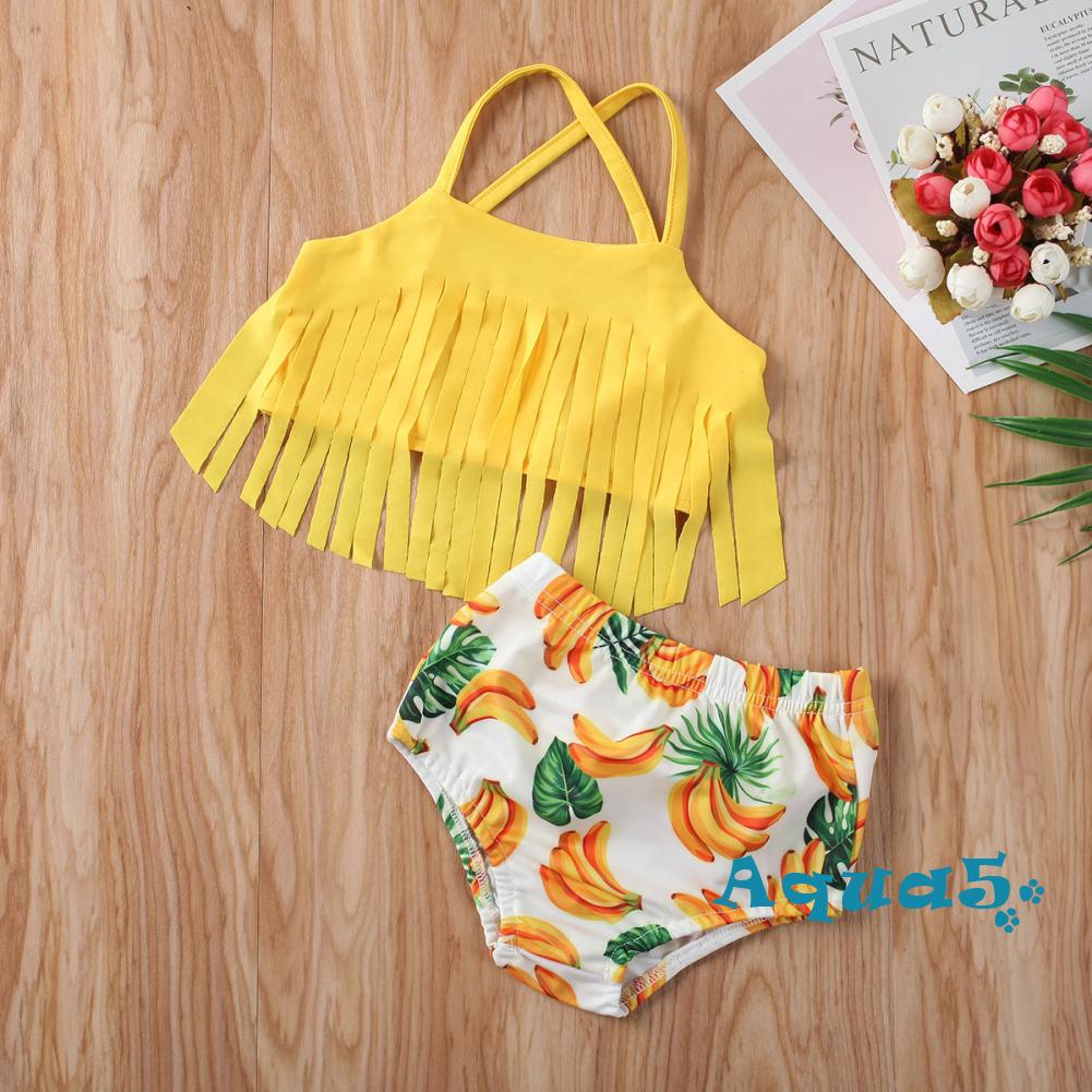 Bộ bikini hai mảnh họa tiết trái chuối xinh xắn cho bé