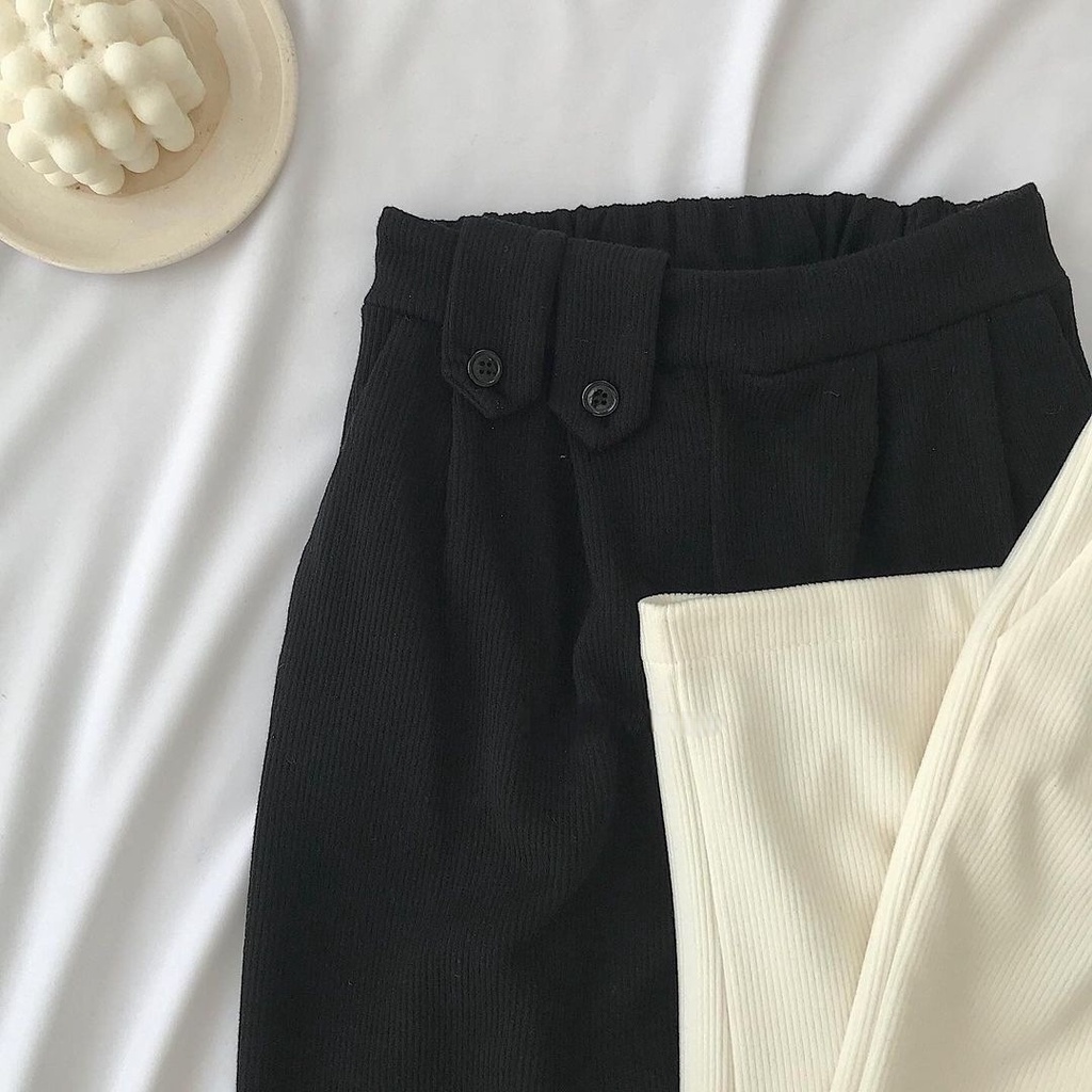 Quần Dài Ống Rộng HELY PANTS Vải Nhung Gân Nhuyễn Ulzzang