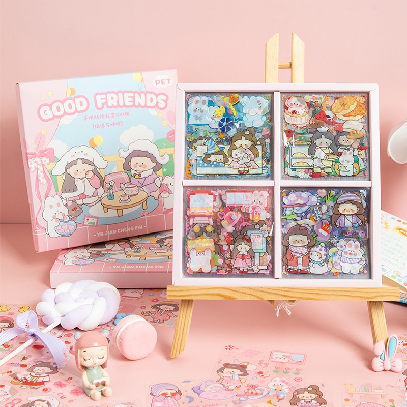 Set 100 miếng dán INFEEL.ME trang trí hình động vật dễ thương xinh xắn
