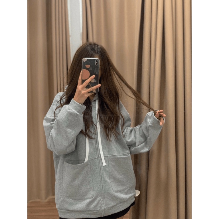 Áo Khoác Nữ Chất Liệu Thun NỈ Ngoại Hoodie form rộng Khóa Dây Kéo TP [NewUnisex]