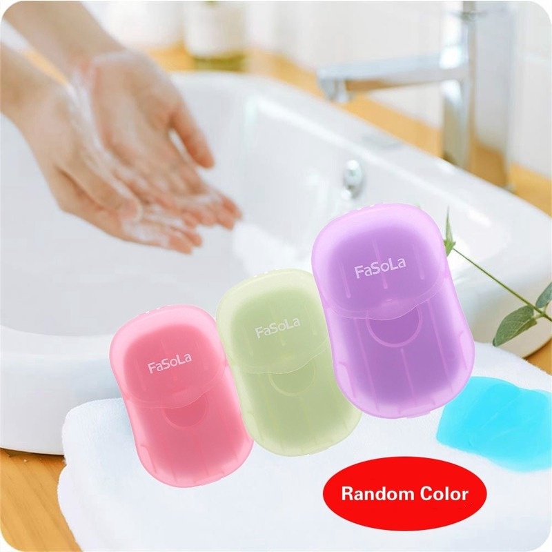 Hộp 20 Tờ Xà Phòng Giấy Rửa Tay Đa Năng Dùng Một Lần Màu Sắc Ngẫu Nhiên
