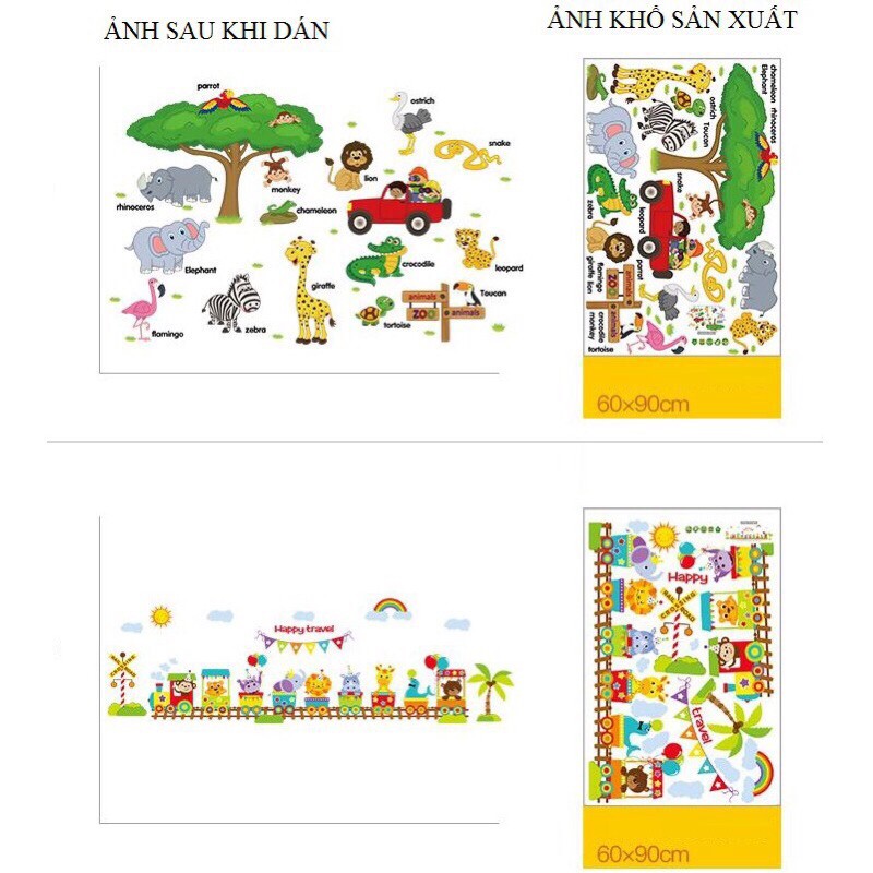 Decal/ tranh dán tường chủ đề ngày hội rừng xanh dành cho bé