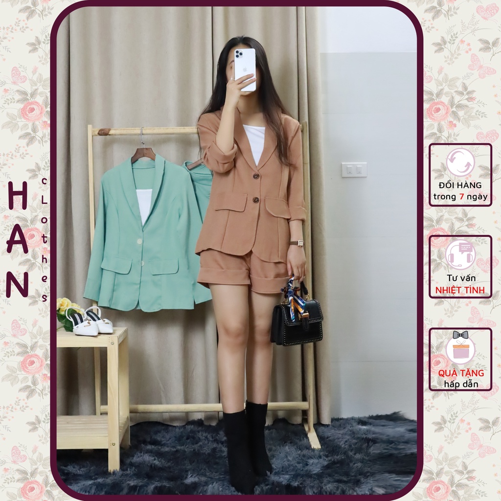 Set Đồ Nữ Áo Blazer Kèm Quần Short và áo lót, Bộ Vest Nữ MUA 1 ĐƯỢC 3