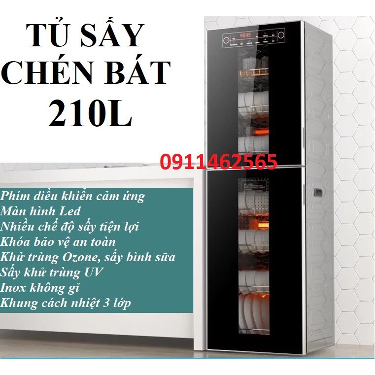 máy sấy chén bát,tủ sấy bát dĩa 210 lít kháng khuẩn diệt khuẩn bảo hành 1 năm