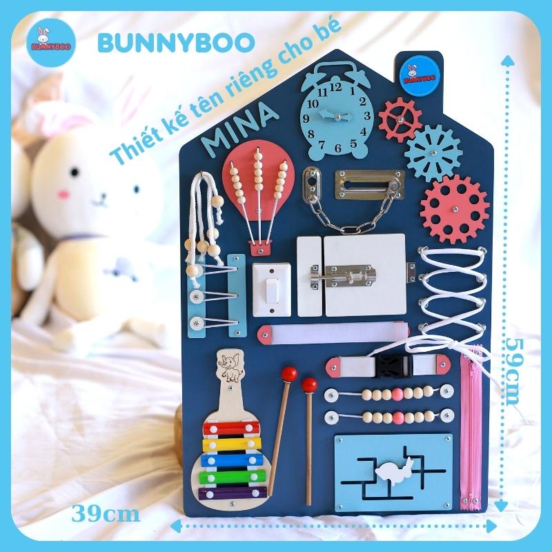 Bảng Bận Rộn Busy board Montessori ngôi nhà BUNNYBOO Đồ chơi giáo dục Thông Minh thiết kế tên riêng miễn phí cho bé