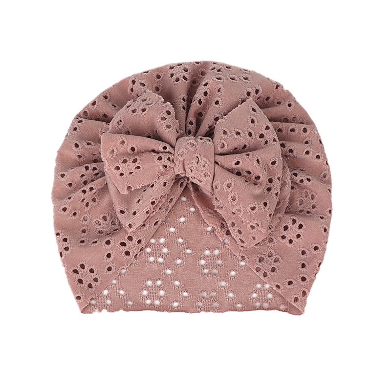 Mũ Beanie Mềm Mại Co Giãn Màu Trơn Phối Nơ Thời Trang Mùa Hè Cho Bé Gái Sơ Sinh
