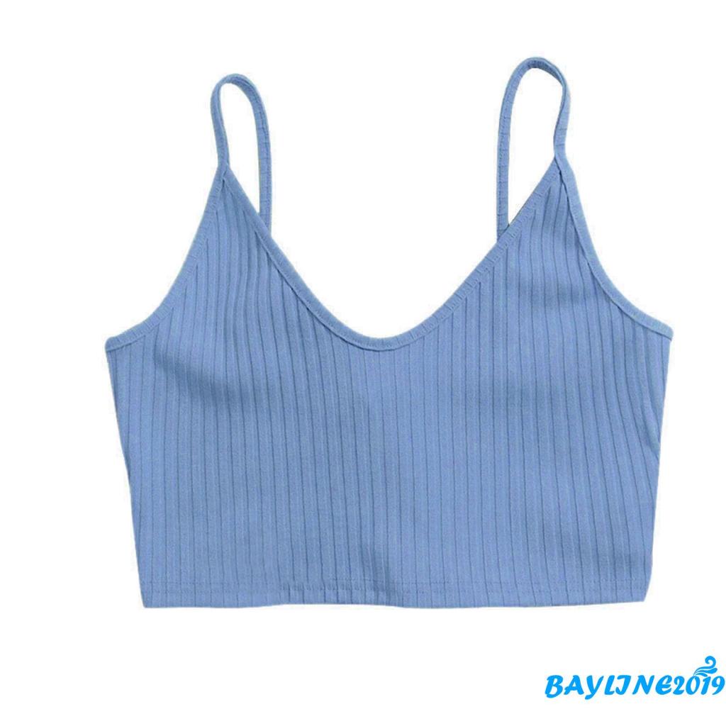 Áo Lửng Hai Dây Cổ Chữ V Hở Lưng Màu Trơn Thời Trang Mùa Hè Có 5 Màu Dành Cho Bạn Gái