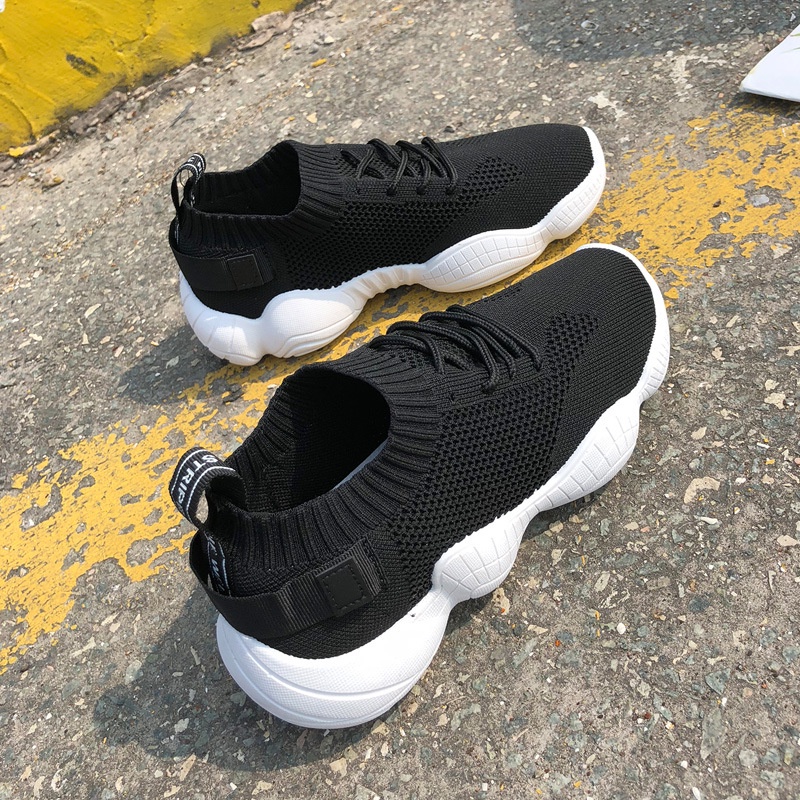 Giày sneaker nữ phong cách Hàn Quốc hình bít tất 3 màu trắng, hồng, đen TOPSHOES Size 36- 40