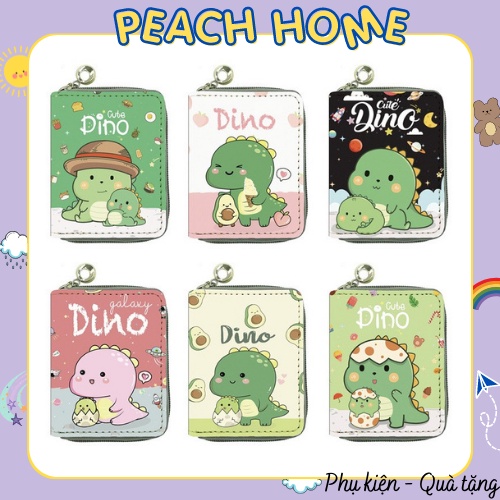 Ví Da Cầm Tay Mini 10 Ngăn Hoạ Tiết Khủng Long DINO Xinh Xắn Dành Cho Nữ Bóp Da PU Cute Nhỏ Gọn Ngắn Tiện Lợi Bỏ Túi