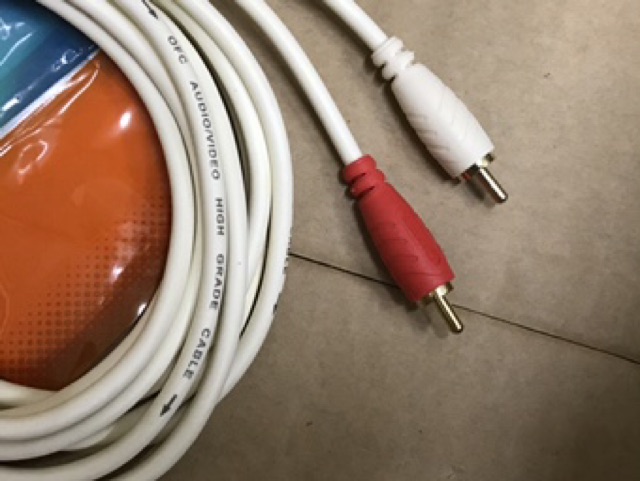 Cáp 3.5 và 2 đầu bông sen 3m, cáp audio laptop vào loa 3m.