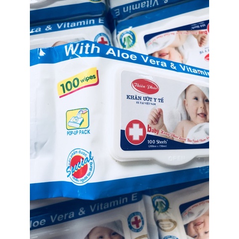 Gói khăn ướt Baby Thiên Phúc Vitamin E cho bé (100 tờ)