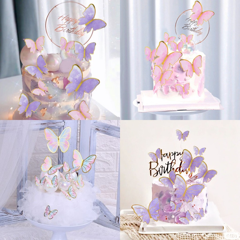 Bộ 10 Bươm Bướm Trang Trí Bánh Kem