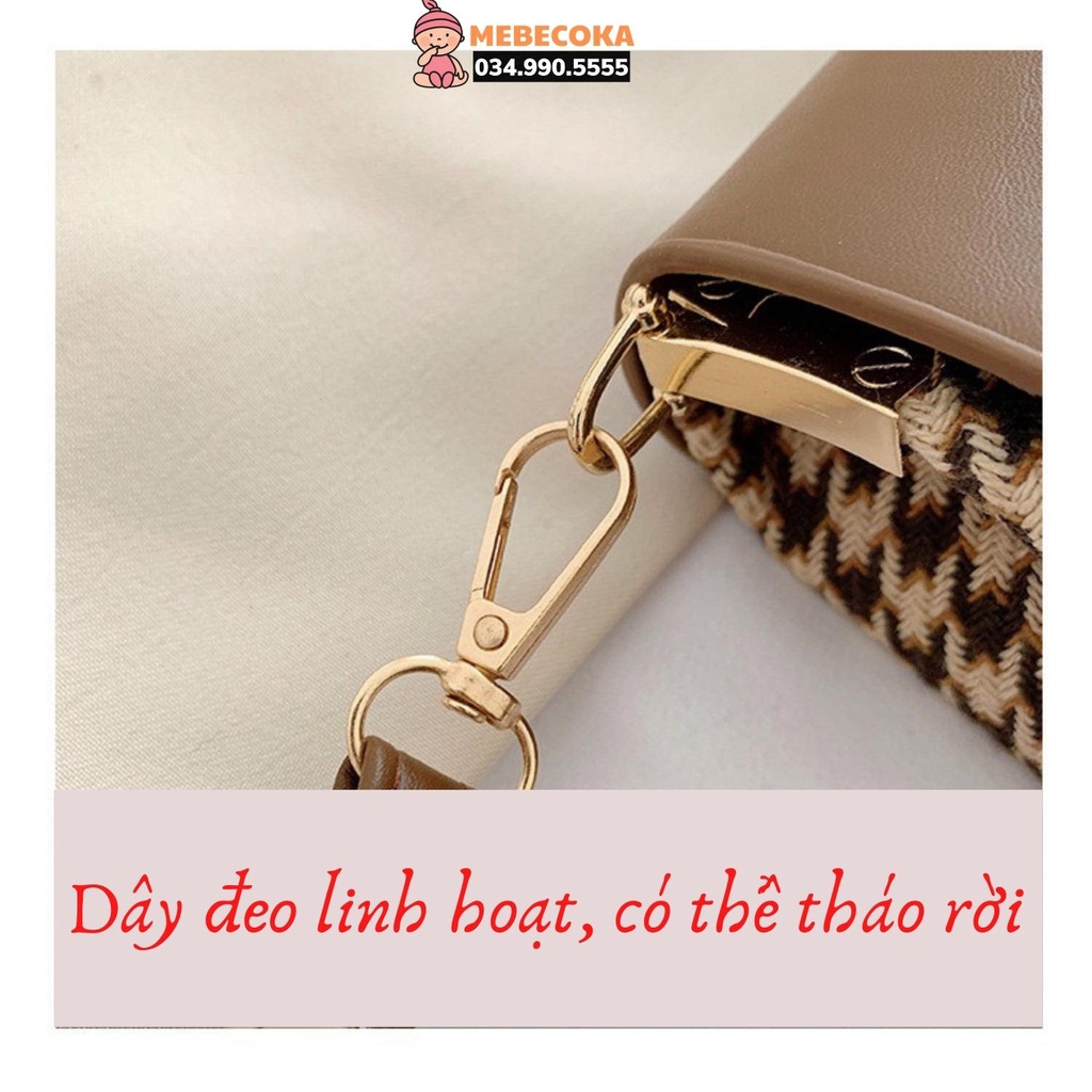 Túi xách nữ công sở, Túi đeo chéo Quảng Châu da kẻ sọc cao cấp, sang trọng, thời trang đẳng cấp COKABAG