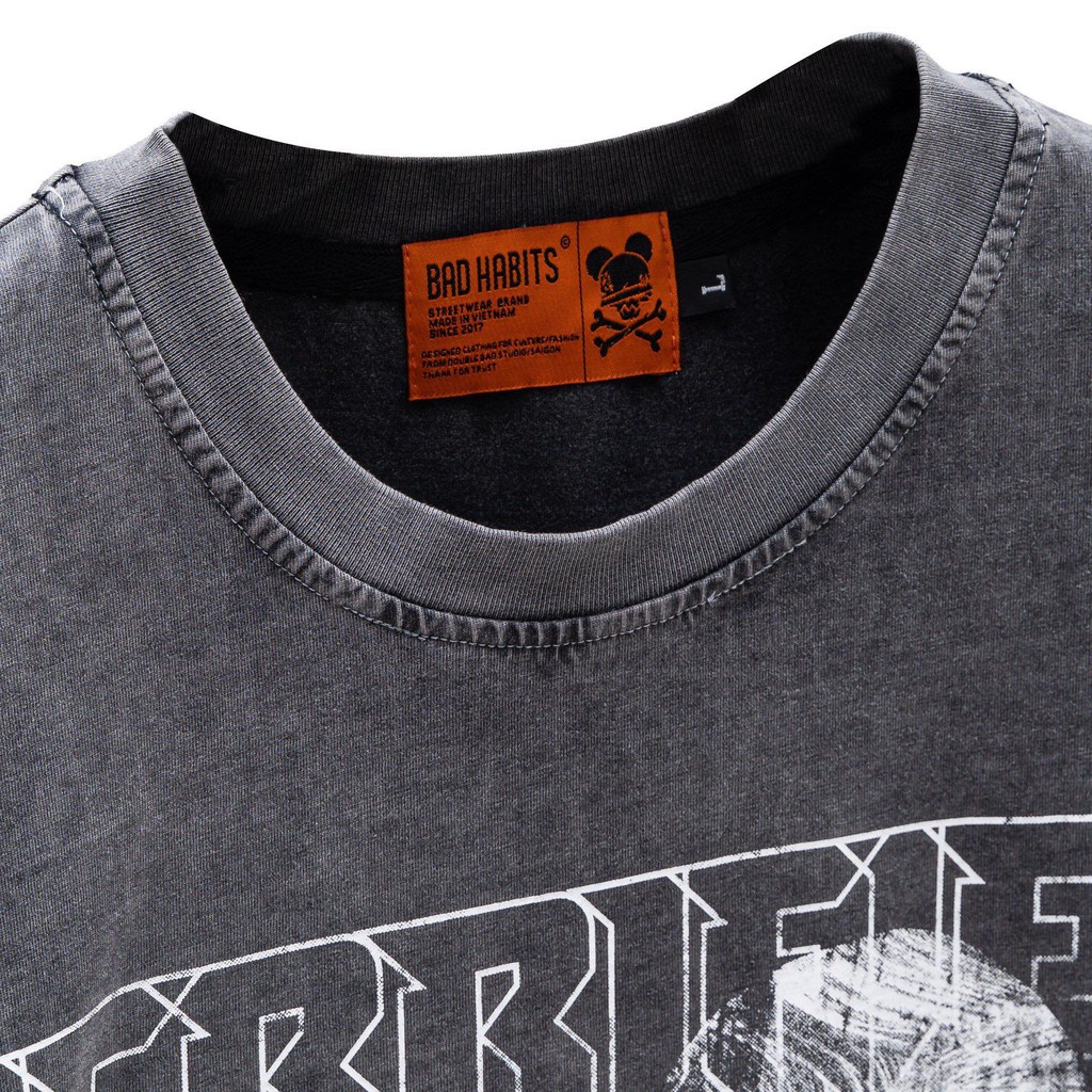 Áo Thun Unisex Bad Habits TERRIFIED WASHED 100% Cotton - Local Brand Chính Hãng