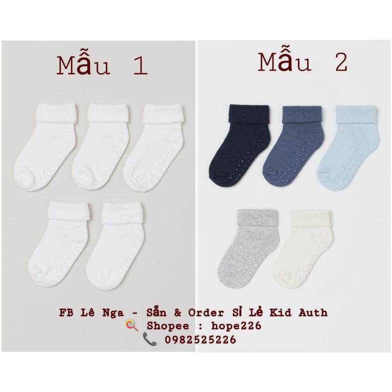 Set 5 đôi tất cotton HM JP chính hãng sz chân của bé từ 6-8cm đến 16-18cm