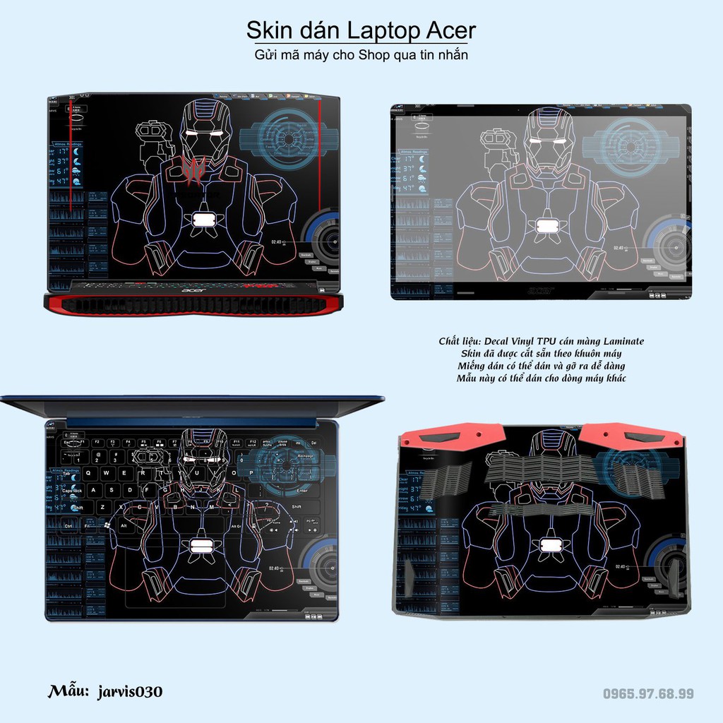 Skin dán Laptop Acer in hình Jarvis (inbox mã máy cho Shop)