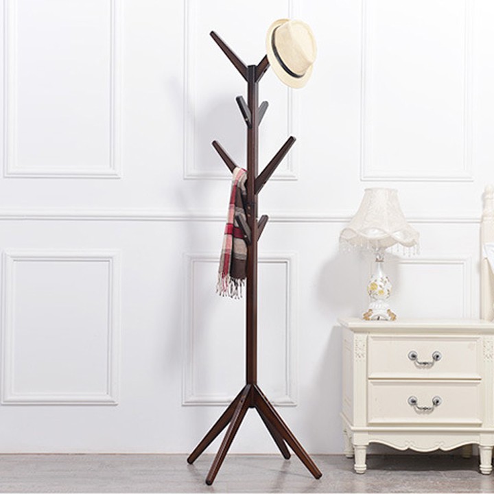 Cây treo quần áo CT01 thân trắng tay nhiều màu gỗ tự nhiên