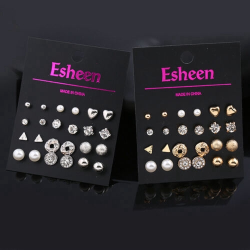 Set 12 Đôi Bông Tai Nhiều Kiểu Dáng Xinh Xắn Dành Cho Nữ