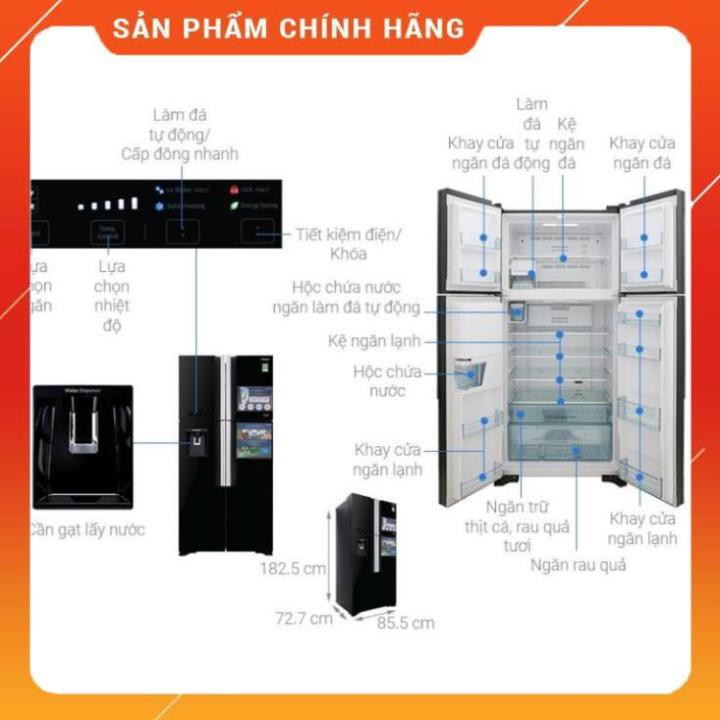 [ FREE SHIP KHU VỰC HÀ NỘI ] Tủ lạnh Hitachi 4 cánh màu đen đá tự động R-FW690PGV7X(GBK) 24/7