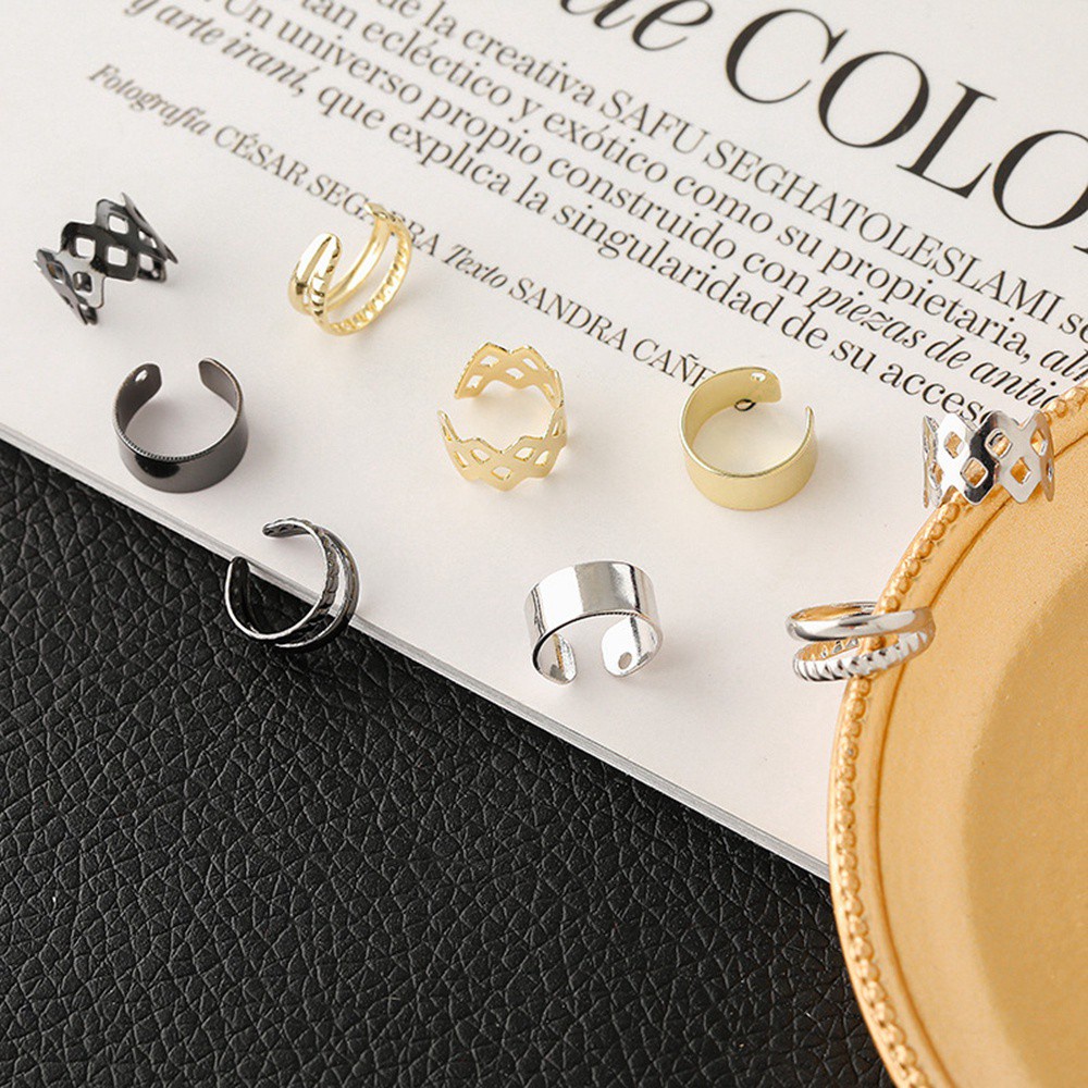 USNOW Khuyên đeo vành tai tròn không cần xỏ lỗ phong cách Hàn Quốc Vintage