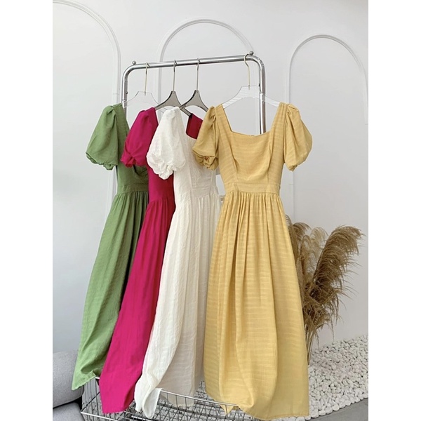 Váy Maxi Đi Biển Tay Bồng Hai Lớp